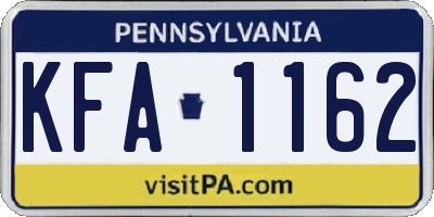 PA license plate KFA1162