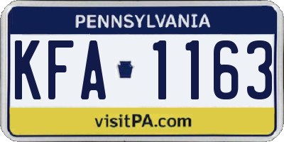 PA license plate KFA1163