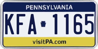 PA license plate KFA1165