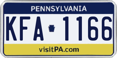 PA license plate KFA1166