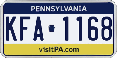 PA license plate KFA1168