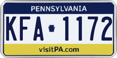 PA license plate KFA1172