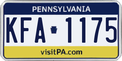 PA license plate KFA1175