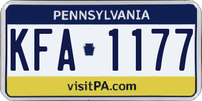 PA license plate KFA1177
