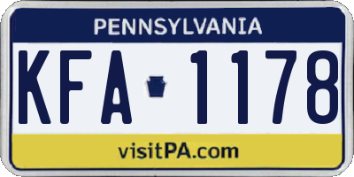 PA license plate KFA1178
