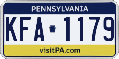 PA license plate KFA1179