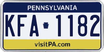 PA license plate KFA1182