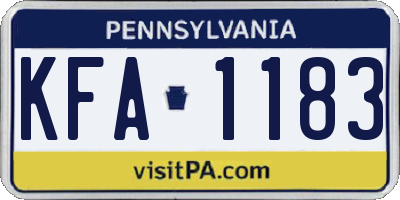PA license plate KFA1183