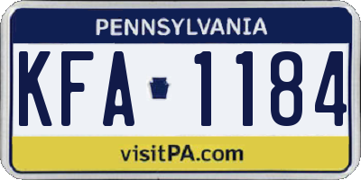 PA license plate KFA1184
