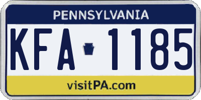 PA license plate KFA1185