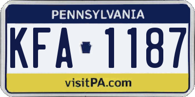 PA license plate KFA1187