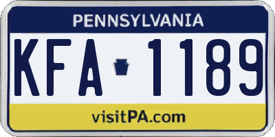 PA license plate KFA1189