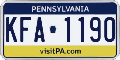 PA license plate KFA1190