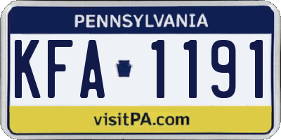 PA license plate KFA1191