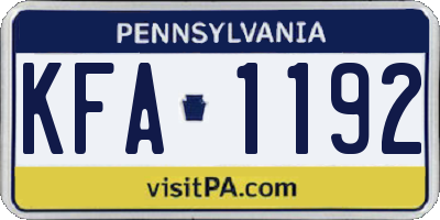 PA license plate KFA1192