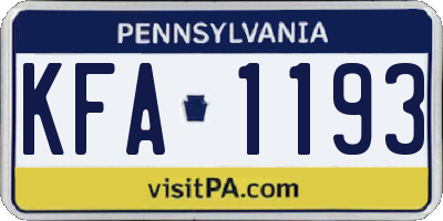 PA license plate KFA1193
