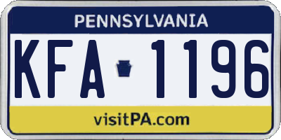 PA license plate KFA1196