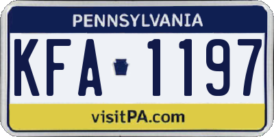 PA license plate KFA1197