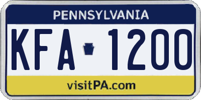 PA license plate KFA1200