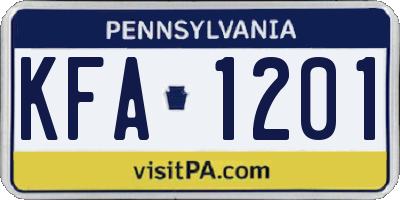 PA license plate KFA1201