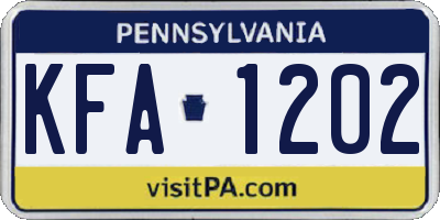 PA license plate KFA1202