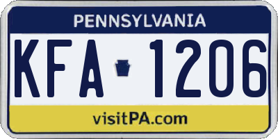 PA license plate KFA1206