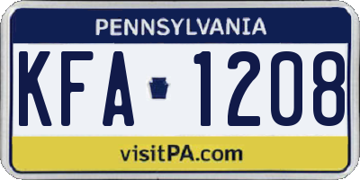 PA license plate KFA1208