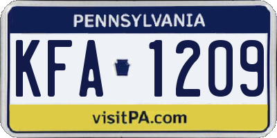 PA license plate KFA1209