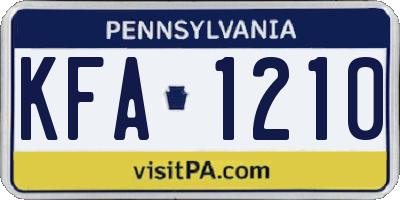 PA license plate KFA1210