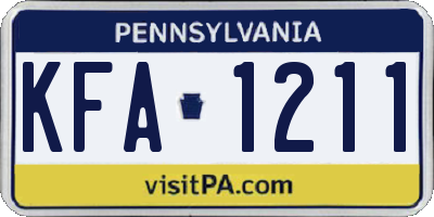 PA license plate KFA1211