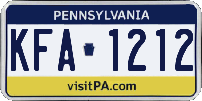 PA license plate KFA1212