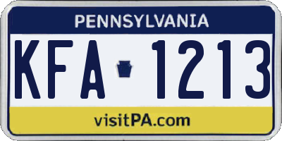 PA license plate KFA1213