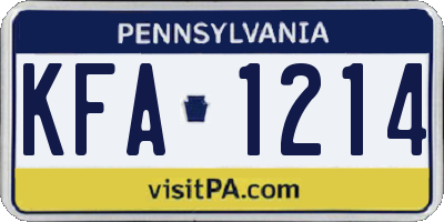 PA license plate KFA1214