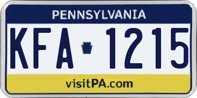 PA license plate KFA1215