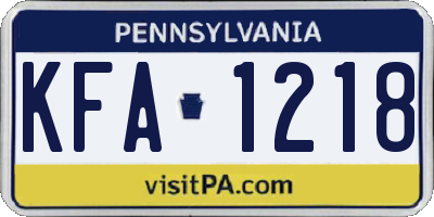 PA license plate KFA1218