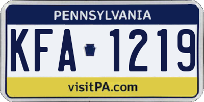 PA license plate KFA1219