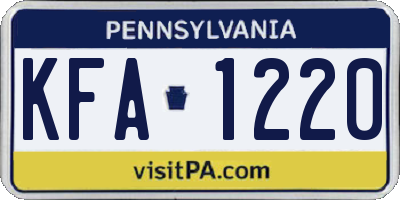 PA license plate KFA1220