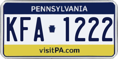 PA license plate KFA1222