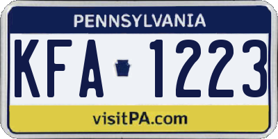PA license plate KFA1223