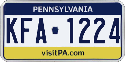 PA license plate KFA1224