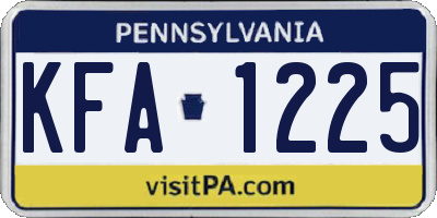 PA license plate KFA1225
