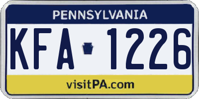 PA license plate KFA1226