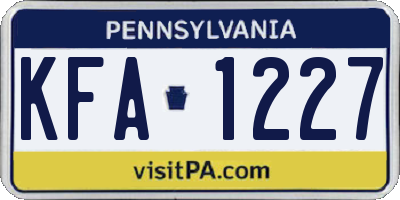 PA license plate KFA1227