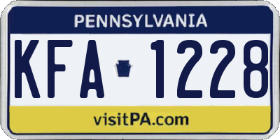 PA license plate KFA1228