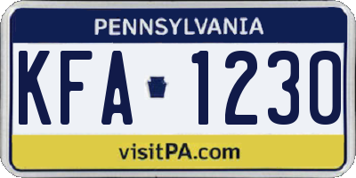 PA license plate KFA1230