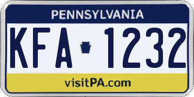 PA license plate KFA1232