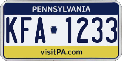 PA license plate KFA1233