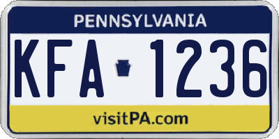 PA license plate KFA1236