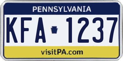 PA license plate KFA1237