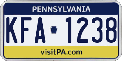 PA license plate KFA1238